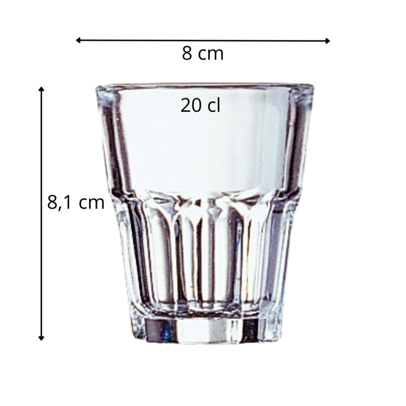 Gobelet forme basse verre trempé 20 cl Granity Arcoroc
