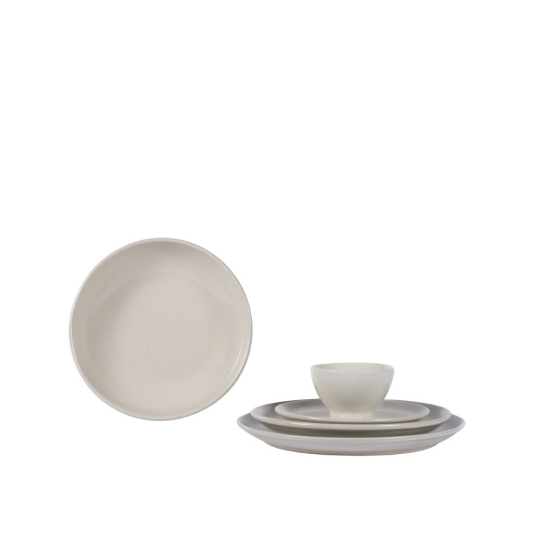 Assiette plate rond écru grès émaillé Ø 19 cm Gres Couleur Pro.mundi