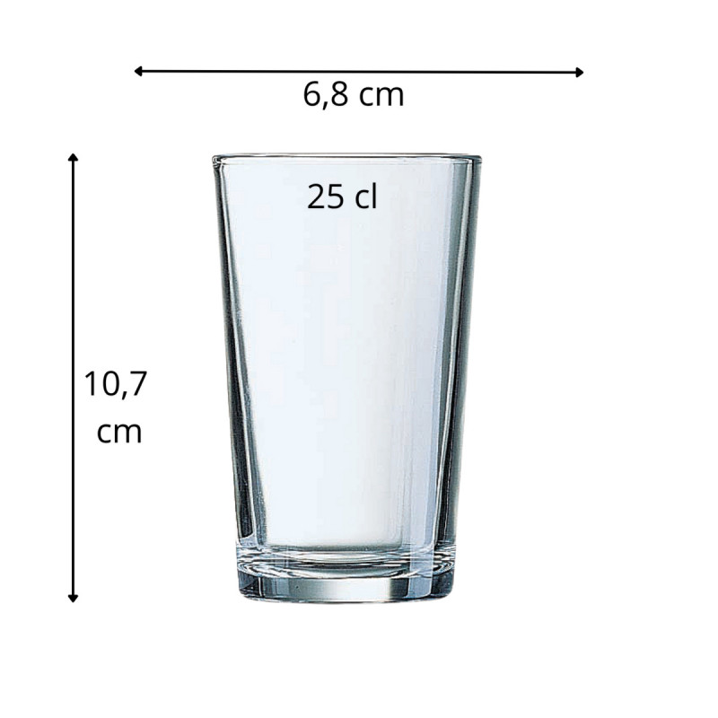 Gobelet verre trempé 25 cl Conique Arcoroc