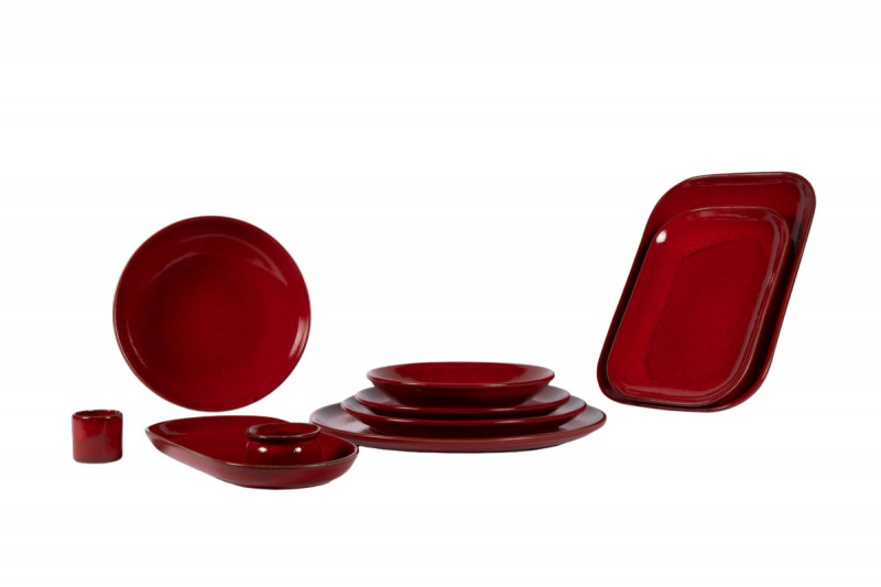 Assiette plate rond rouge grès émaillé Ø 27 cm Gres Couleur Pro.mundi