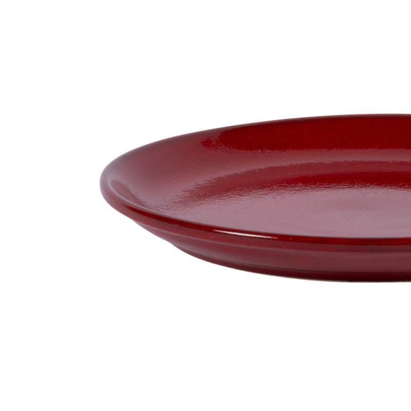 Assiette coupe plate rond rouge grès émaillé Ø 24 cm Gres Couleur Pro.mundi