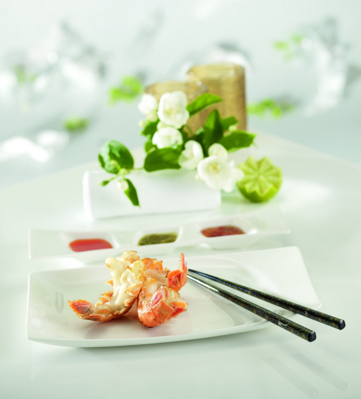 Assiette cocktail rectangulaire ivoire porcelaine vitrifiée 26,3x7,6 cm Mazza Rak
