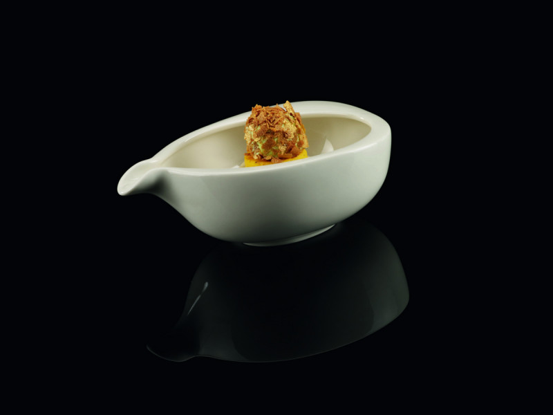 Crémier ovale ivoire porcelaine vitrifiée 6 cl 9,2 cm Nabur Rak