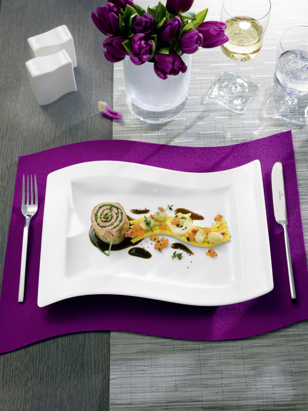 Assiette plate rectangulaire ivoire porcelaine vitrifiée 42x15 cm New Wave Villeroy & Boch