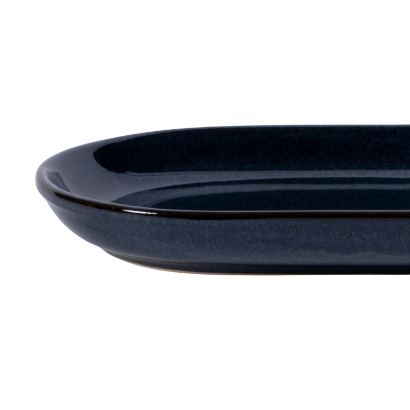 Assiette à burger rectangulaire bleu grès émaillé 29x14 cm Gres Couleur Pro.mundi