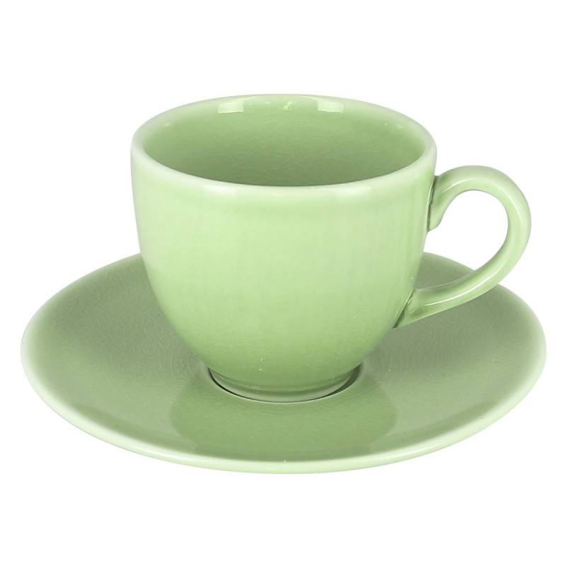 Tasse à expresso rond vert porcelaine vitrifiée 9 cl Ø 6,5 cm Vintage Rak