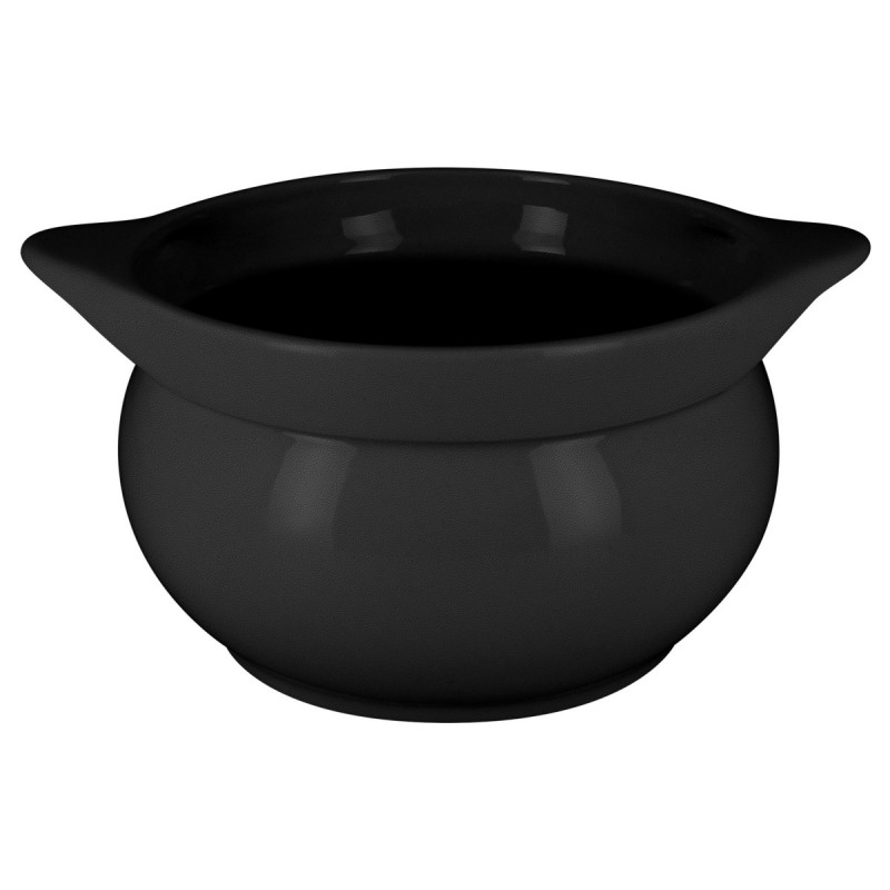 Soupière avec couvercle rond noir porcelaine vitrifiée Ø 15,7 cm Chefs Fusion Rak