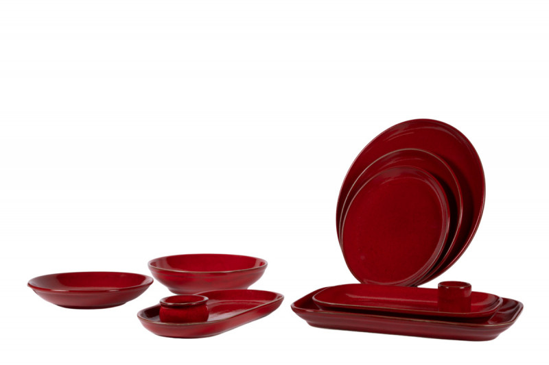 Assiette à steak rectangulaire rouge grès émaillé 34,5x23,5 cm Gres Couleur Pro.mundi