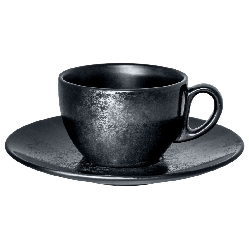 Tasse à thé rond noir porcelaine vitrifiée 20 cl Ø 8,7 cm Karbon Rak