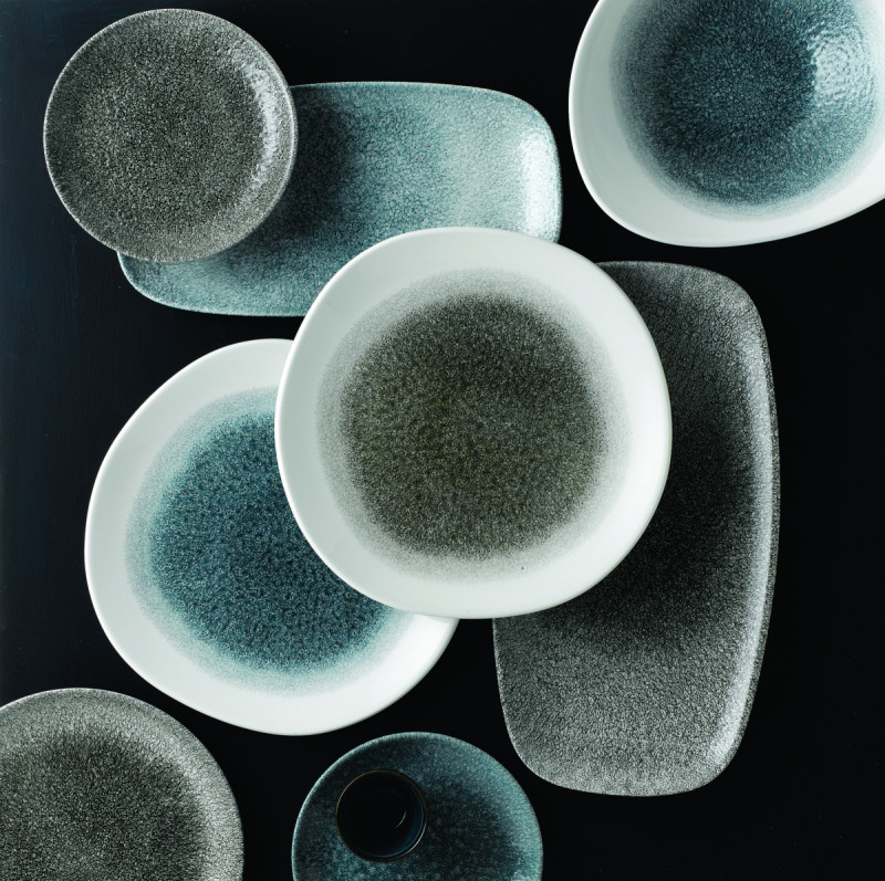 Assiette plate rond bleu porcelaine vitrifiée Ø 21,7 cm Raku Topaz Churchill