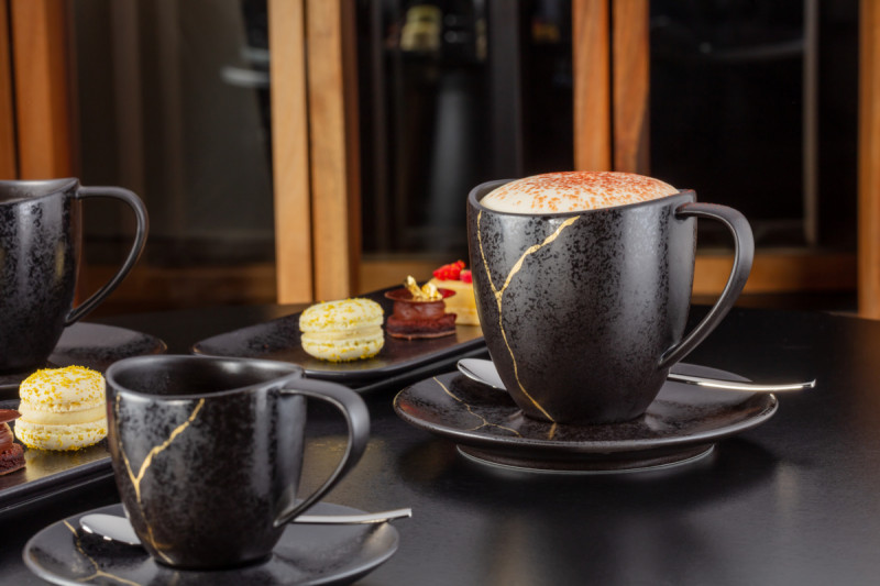 Tasse à déjeuner noir porcelaine 30 cl Ø 8,5 cm Kintzoo Rak
