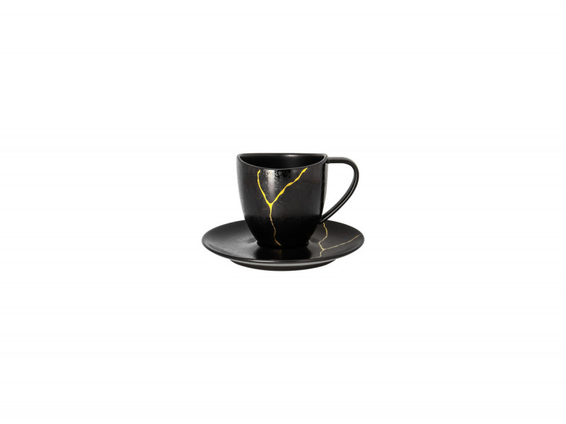 Sous tasse à thé rond noir porcelaine Ø 15 cm Kintzoo Rak