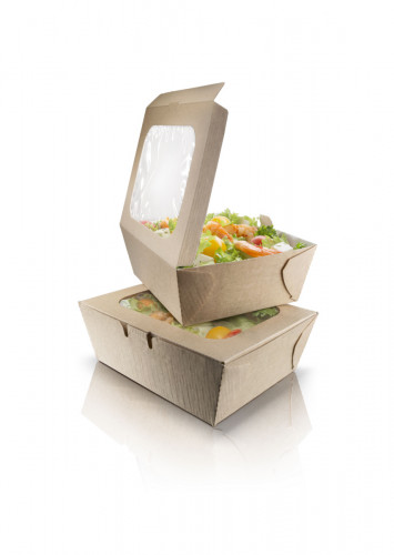 Boîte beige 18,5x12,5x6 cm 120 cl Huhtamaki (136 pièces)