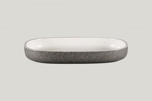 Plat creux ovale gris porcelaine 33,2 cm Rakstone Ease Rak