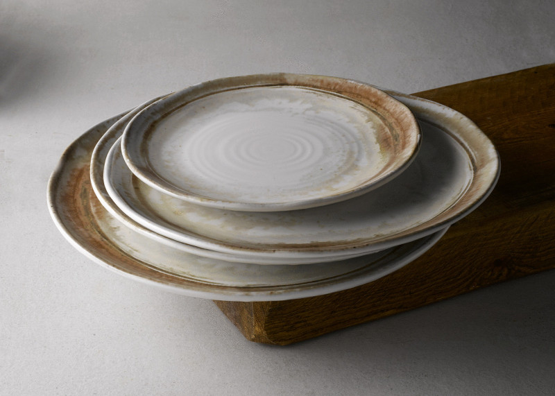 Assiette coupe plate rectangulaire beige porcelaine 35x16 cm Finca Dudson