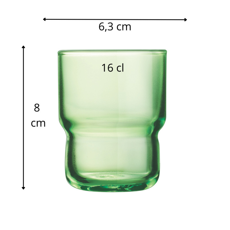 Gobelet forme basse vert verre trempé 16 cl Log Brush Arcoroc