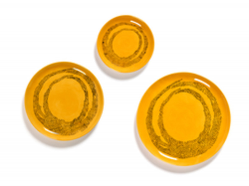 Assiette plate coupe rond sunny yellow - points noirs grès émaillé Ø 22 cm Feast By Ottolenghi Serax