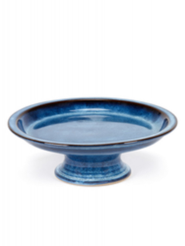 Plat à gâteau rond bleu foncé émaillé grès émaillé Ø 23,5 cm Pure Blue Serax