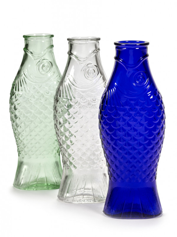 Bouteille irrégulier vert verre 1 L Fish&fish Serax