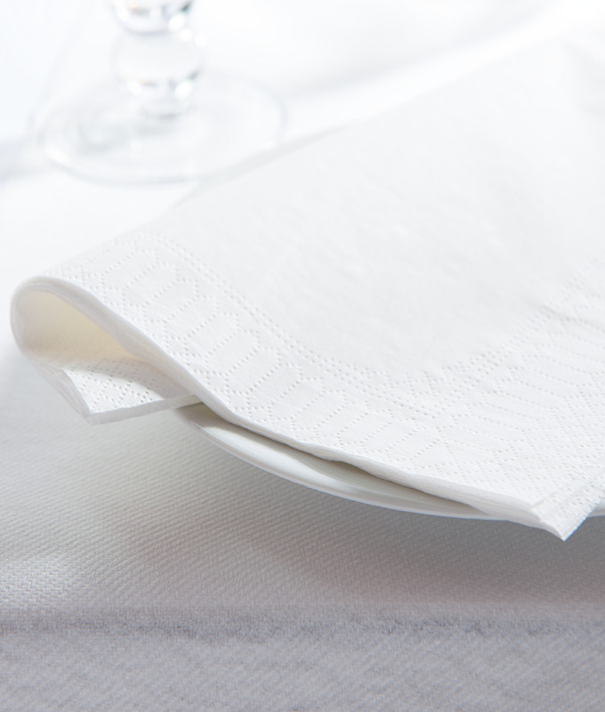 Serviette rond blanc ouate de cellulose 30x30 cm Basik Soft Essentials Collection (200 pièces)