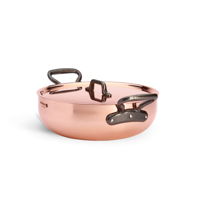 Sautoir bombé cuivre inox Sans revêtement Avec couvercle Ø 28 cm 10 cm 4,9 L Prima Matera De Buyer