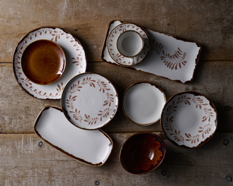 Assiette plate organique terracotta porcelaine vitrifiée Ø 27 cm Harvest Mediterranean Dudson