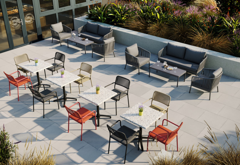 Plateau de table de terrasse carré malaga 60x60x3,2 cm Werzalit Flexmob