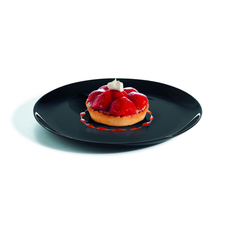 Assiette coupe plate rond noir verre trempé Ø 19 cm Diwali Luminarc