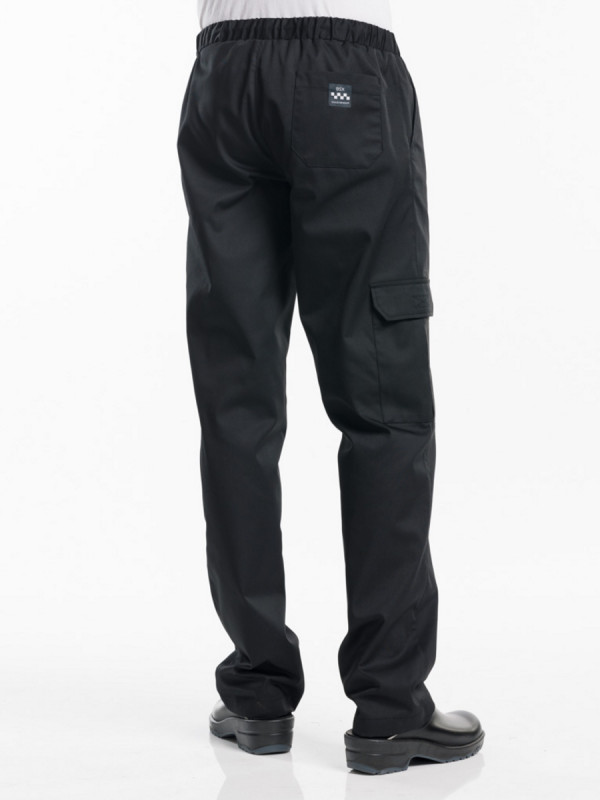 Pantalon de cuisinier noir S Baggy Chaud Devant