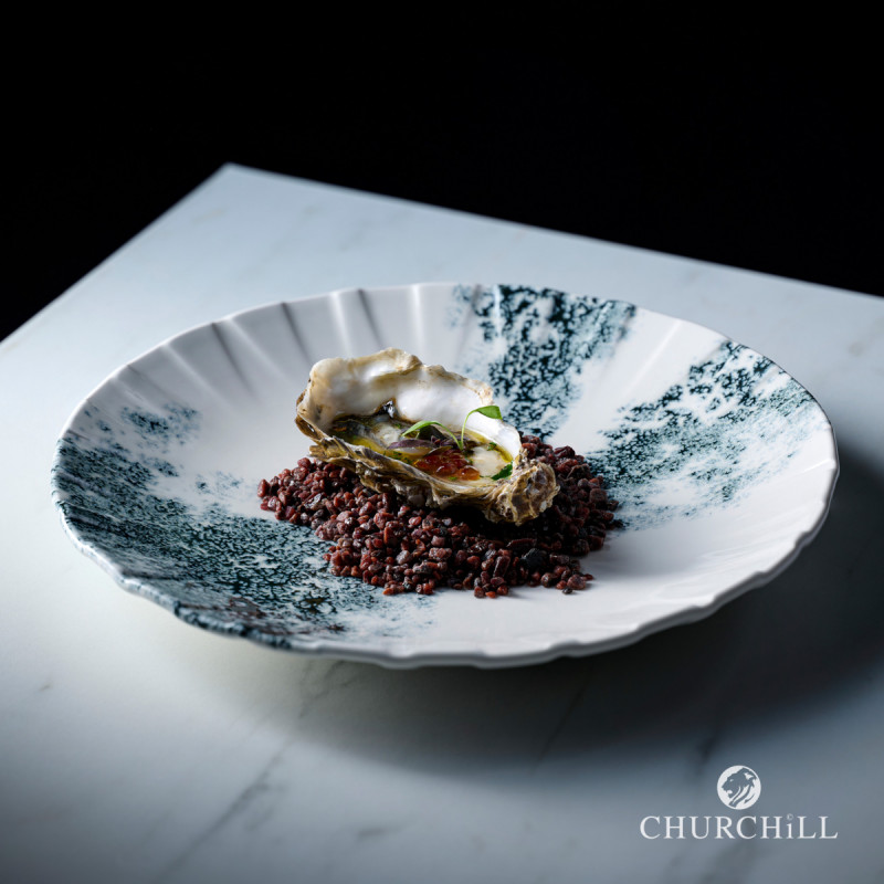 Assiette coupe plate porcelaine vitrifiée Smoke Churchill