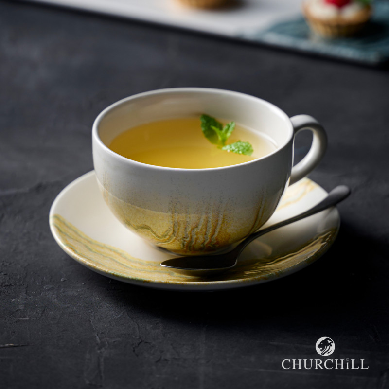Sous-tasse à cappuccino / thé rond Gold porcelaine vitrifiée Ø 15 cm Tide Churchill