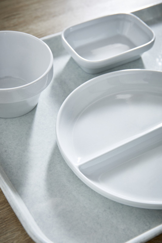 Assiette régithermie 1 séparation courbe rond blanc porcelaine Ø 22,8 cm Vitalia Essentials Collection