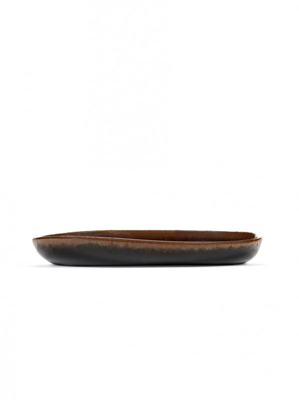 Sous tasse ovale Brown grès émaillé 13 cm Out Of Lines Serax