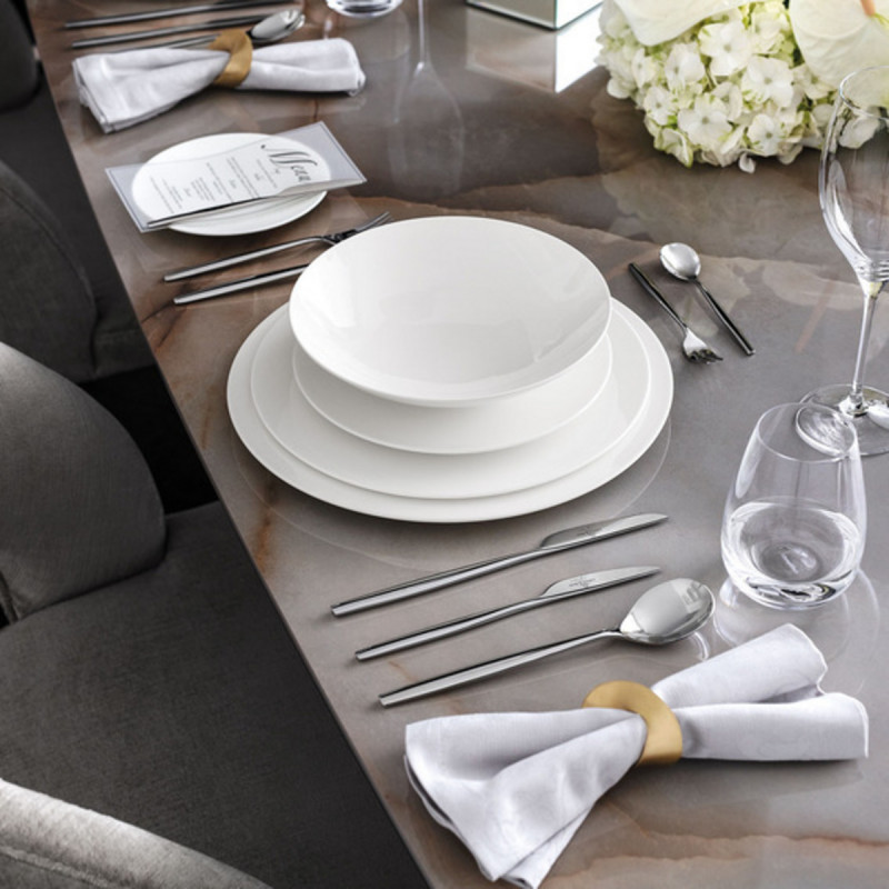 Assiette plate rond blanc porcelaine bone china Ø 27 cm Metrochic Villeroy & Boch