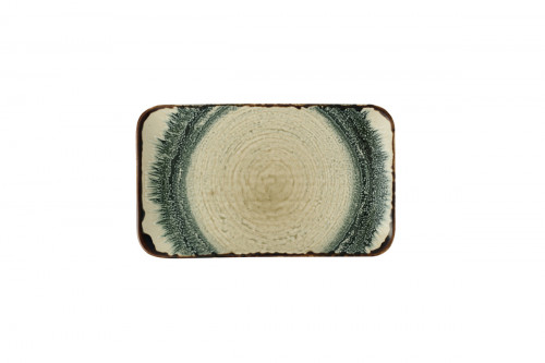 Assiette plate organique rectangulaire Linen porcelaine vitrifiée 27x16 cm Flare Dudson