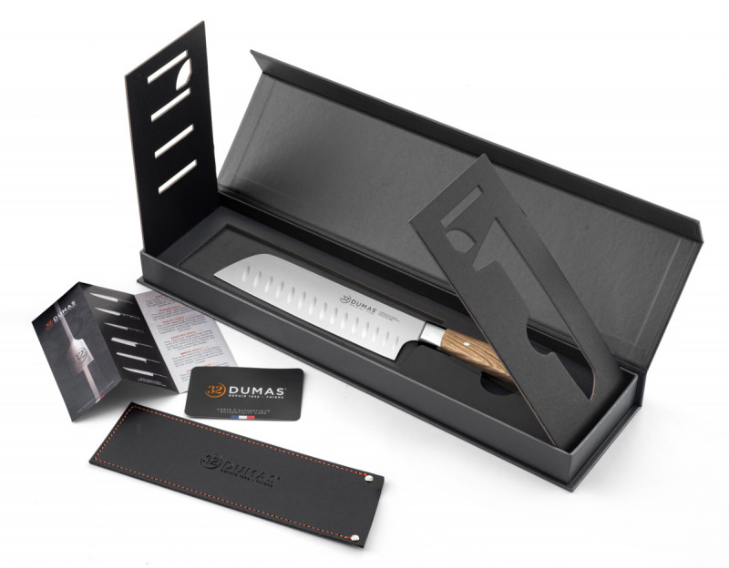 Couteau santoku 18 cm inox bois unie Signature Chene Vert 32 Dumas