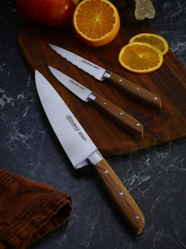 Couteau d'office 12 cm inox bois microdentée Signature Chene Vert 32 Dumas