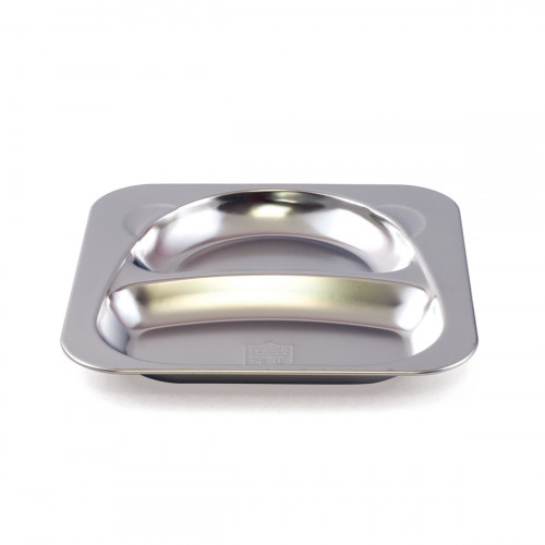 Assiette plate 2 compartiments carré argent inox Ø 21 cm Inox Plastorex
