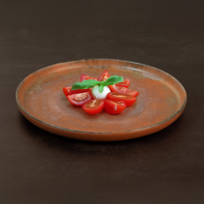 Assiette à pâtes rond orange grès émaillé Ø 16 cm 16x16 cm Planet Medard De Noblat