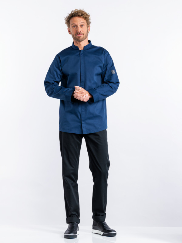 Veste de cuisine manches longues bleu marine M Sabor Chaud Devant