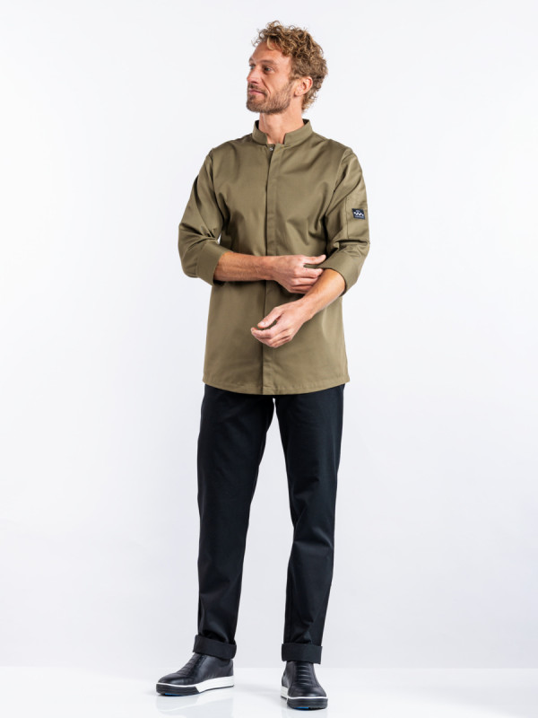 Veste de cuisine manches longues olive M Sabor Chaud Devant