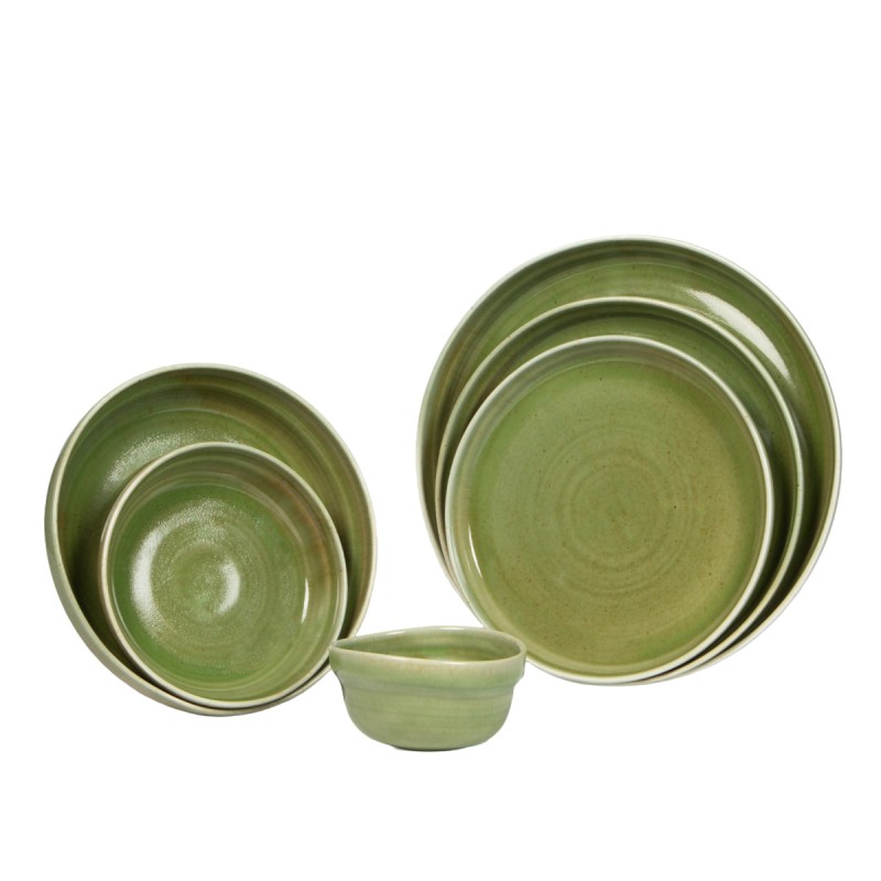 Assiette plate vert porcelaine Ø 23 cm Haven Lichen Accolade